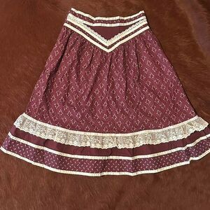 Gunne-Sax Women's Burgundy and Purple Knee-length Skirt